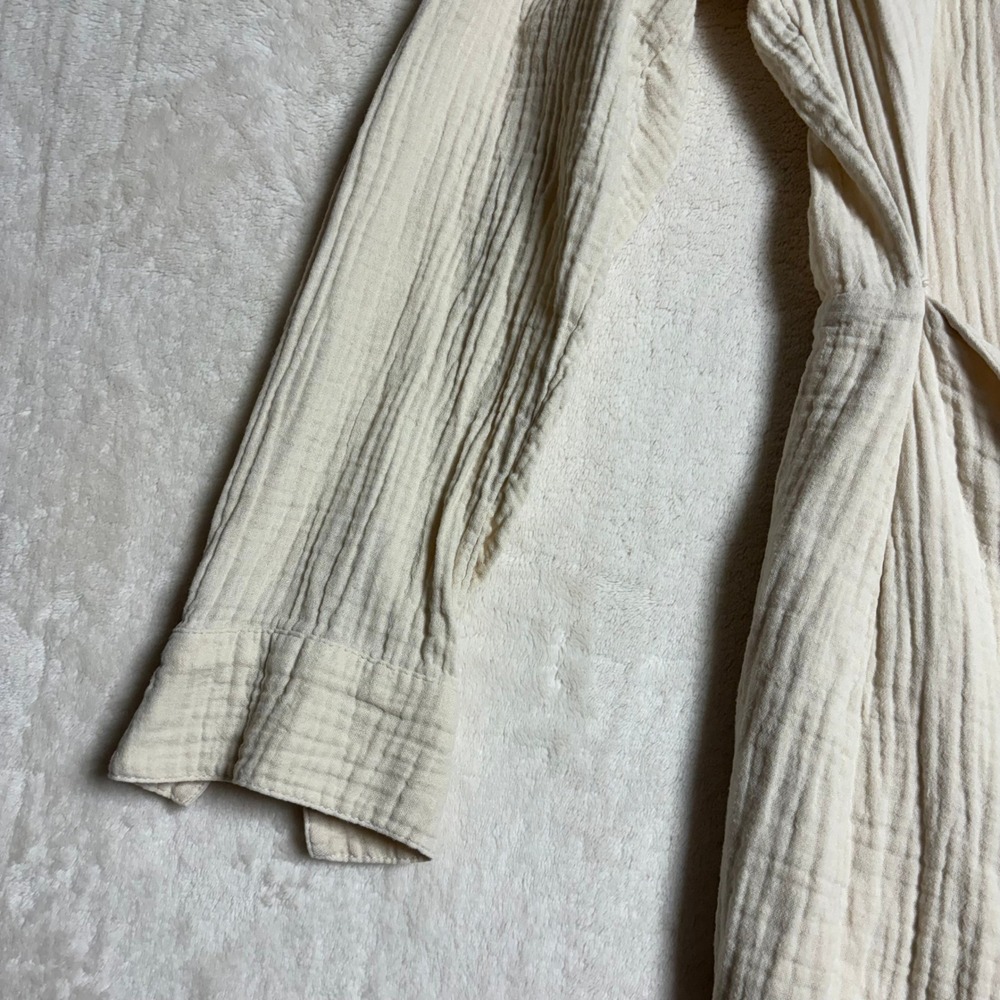 Rails Womens Nadia Tie Dress Size Medium Flax Cotton Gauze Long Sleeve Buttons - Picture 4 of 14